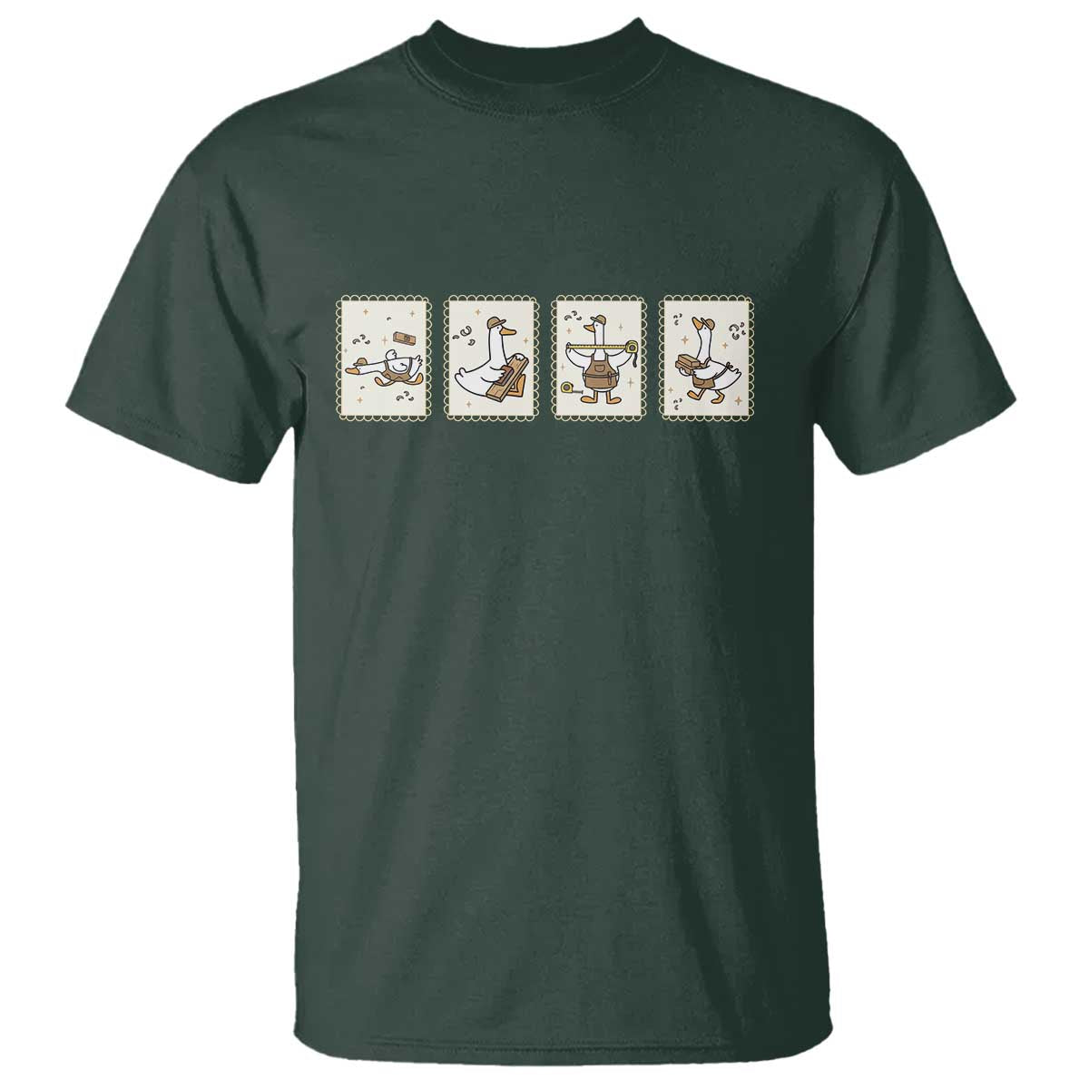 Silly Goose Builder T Shirt Funny Woodworker Dad Gift TS12 Dark Forest Green Print Your Wear