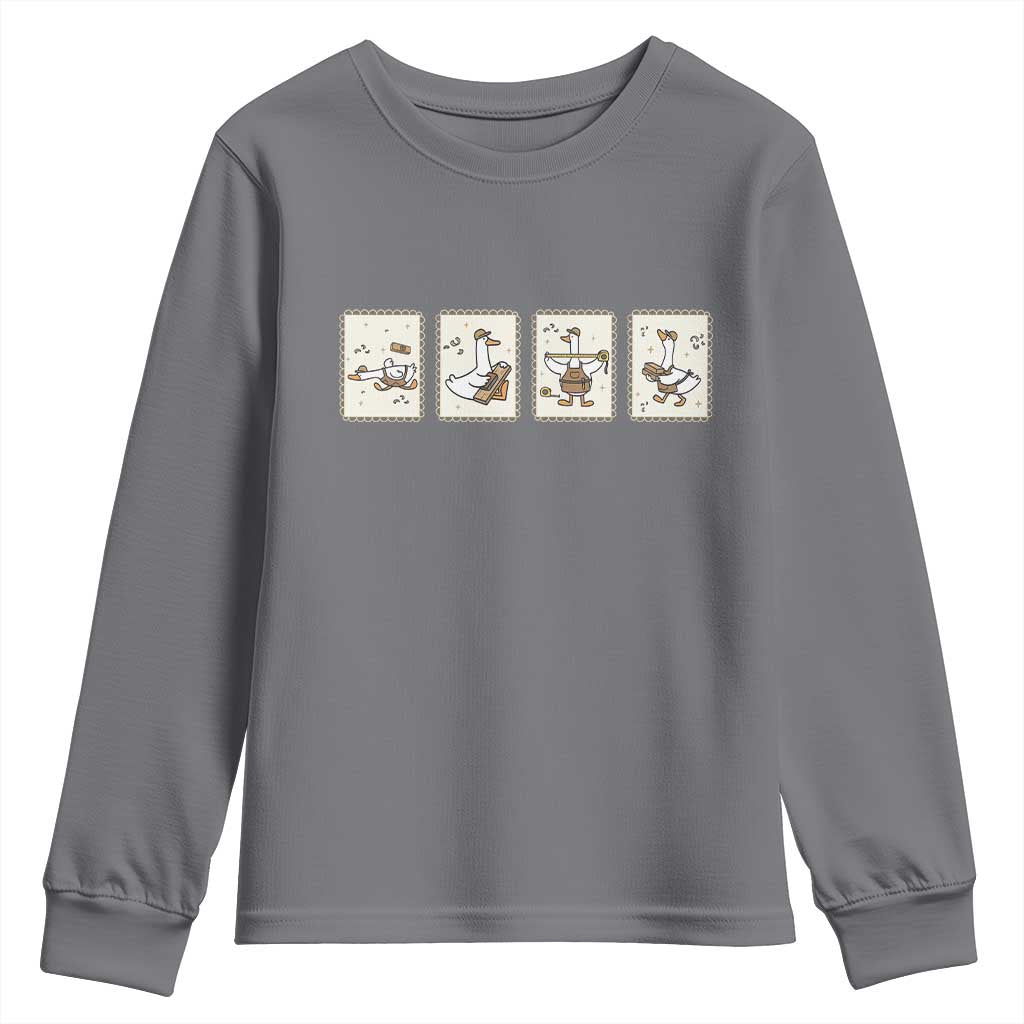 Silly Goose Builder Youth Sweatshirt Funny Woodworker Dad Gift TS12 Charcoal Print Your Wear