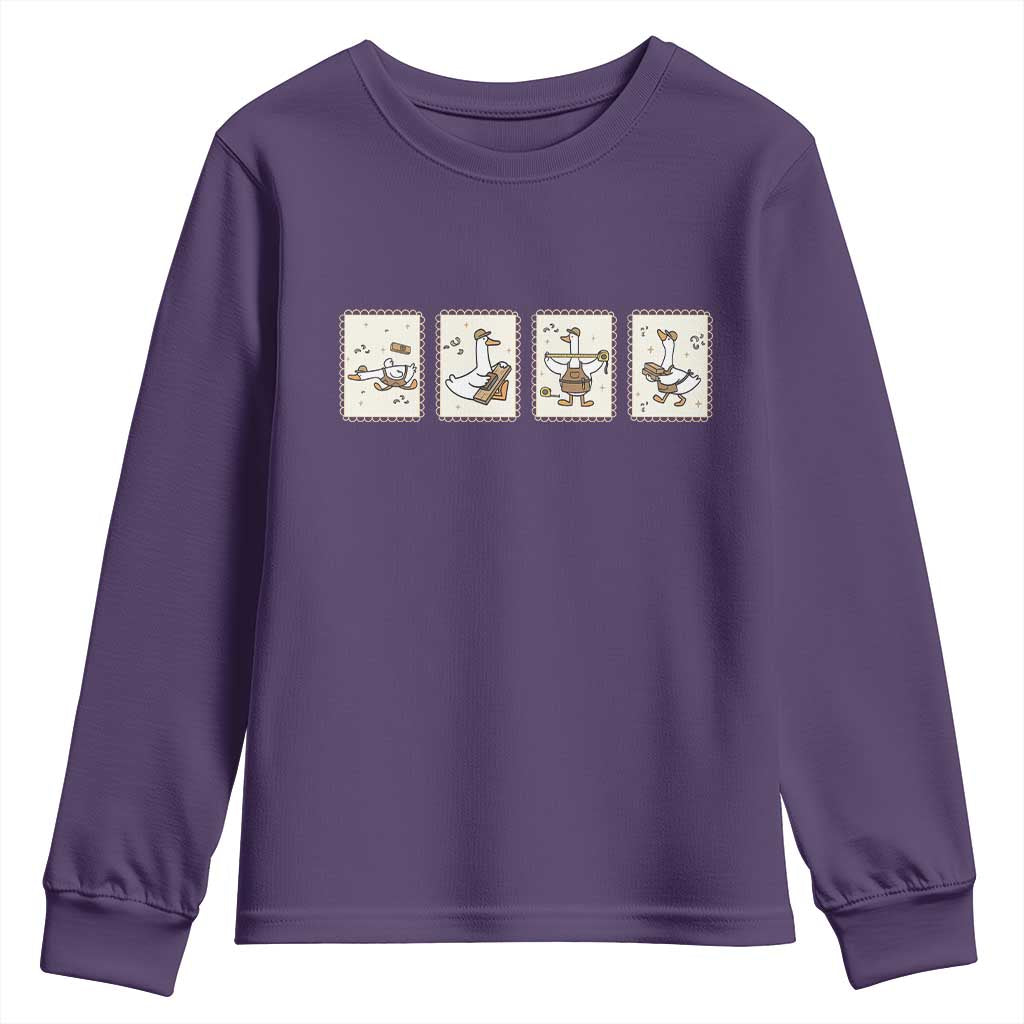 Silly Goose Builder Youth Sweatshirt Funny Woodworker Dad Gift TS12 Purple Print Your Wear