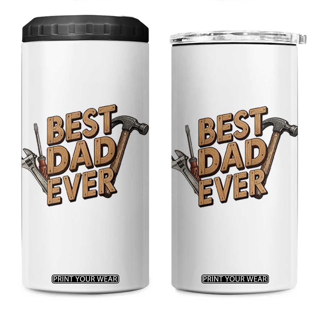 Funny Woodworking Dad Gift 4 in 1 Can Cooler Tumbler Best Dad Ever TS12 One Size: 16 oz White Print Your Wear