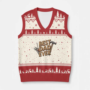 Funny Woodworking Dad Gift V-Neck Knit Sweater Vest Best Dad Ever TS12 Beige Red Print Your Wear