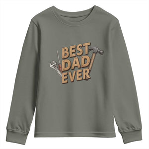 Funny Woodworking Dad Gift Youth Sweatshirt Best Dad Ever TS12 Military Green Print Your Wear