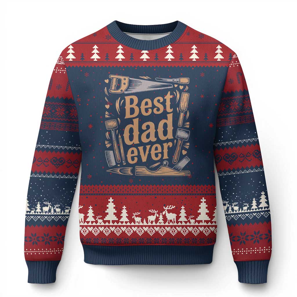 Woodworking Fathers Day Gift Ugly Christmas Sweater Best Dad Ever