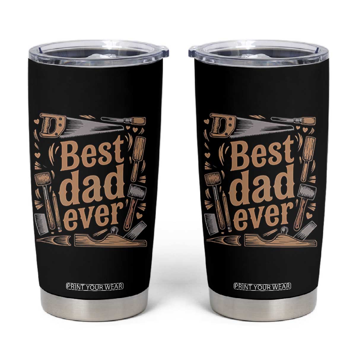 Woodworking Fathers Day Gift Tumbler Cup Best Dad Ever TS12 Black Print Your Wear
