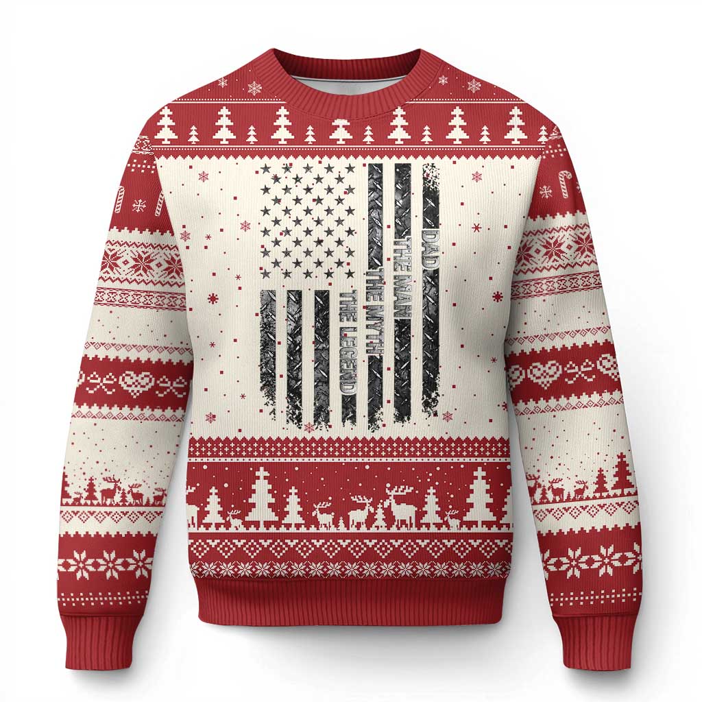 Dad The Man The Myth The Legend Ugly Christmas Sweater Proud American Welder Gift TS12 Beige Red Print Your Wear