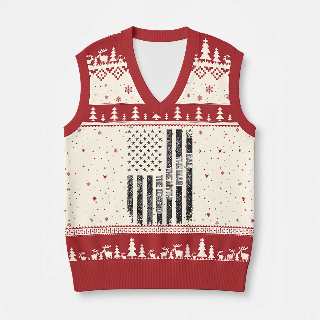 Dad The Man The Myth The Legend V-Neck Knit Sweater Vest Proud American Welder Gift TS12 Beige Red Print Your Wear