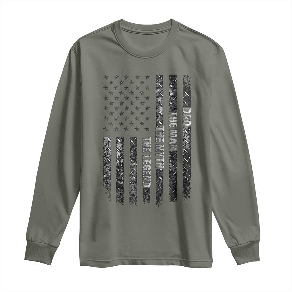 Dad The Man The Myth The Legend Long Sleeve Shirt Proud American Welder Gift TS12 Military Green Print Your Wear