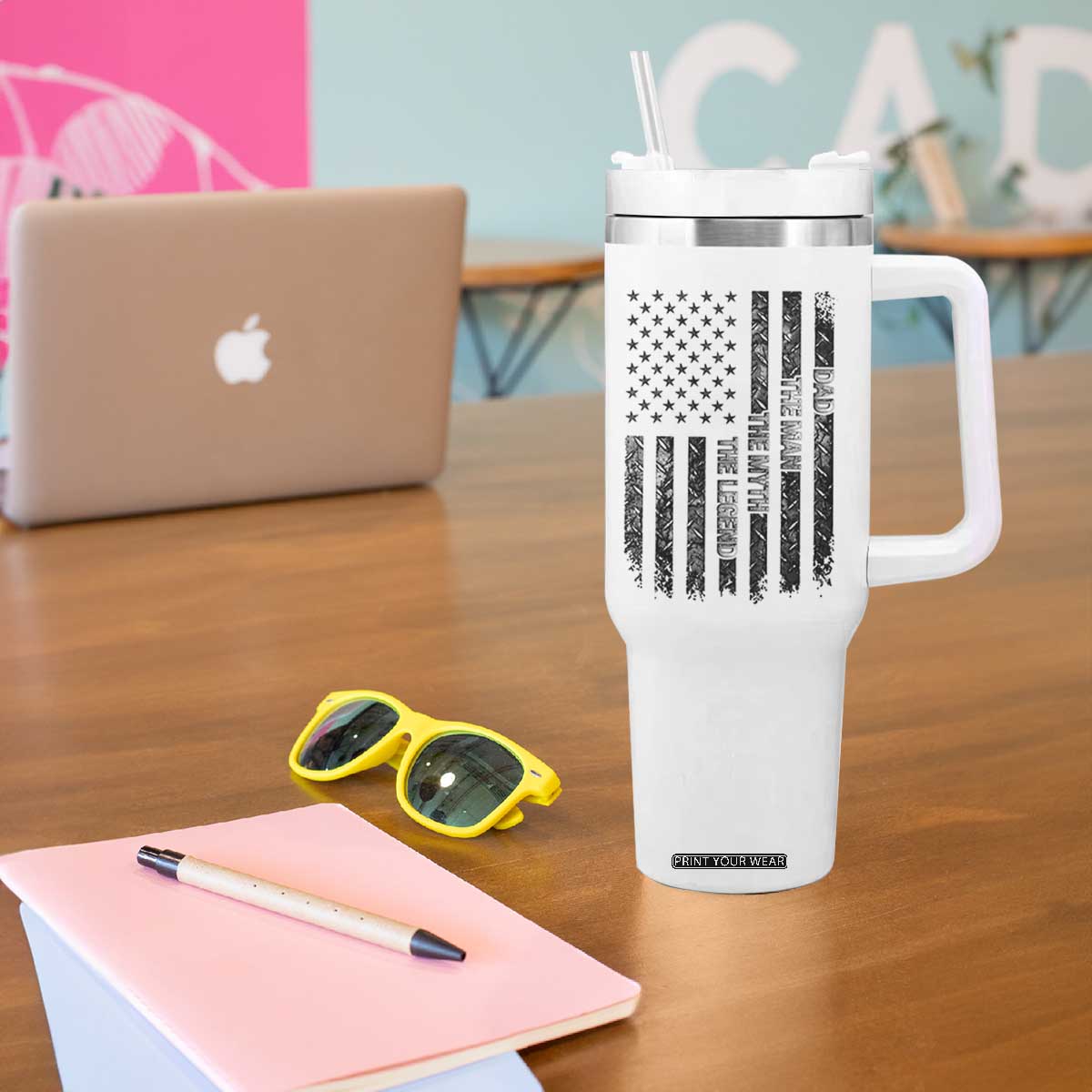 Dad The Man The Myth The Legend Tumbler With Handle Proud American Welder Gift