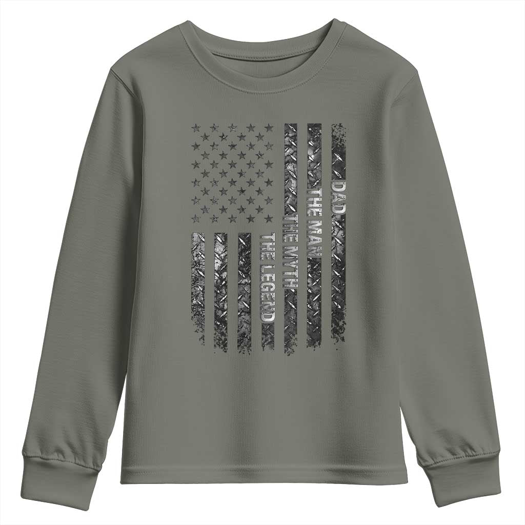 Dad The Man The Myth The Legend Youth Sweatshirt Proud American Welder Gift TS12 Military Green Print Your Wear
