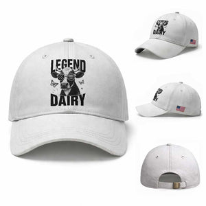 Legend Dairy Baseball Cap Funny Farmer Milk Joke Cow TS12 Baseball Cap Universal Fit White Print Your Wear
