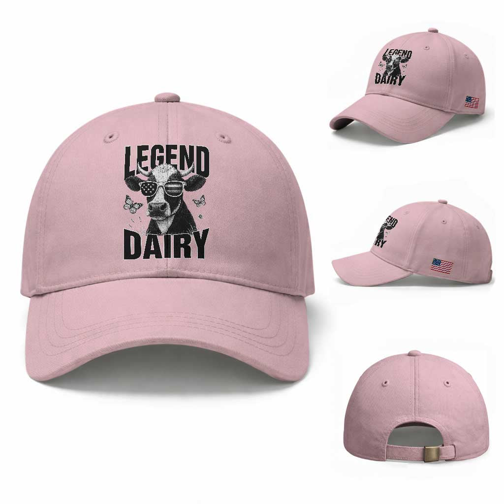 Legend Dairy Baseball Cap Funny Farmer Milk Joke Cow TS12 Baseball Cap Universal Fit Light Pink Print Your Wear