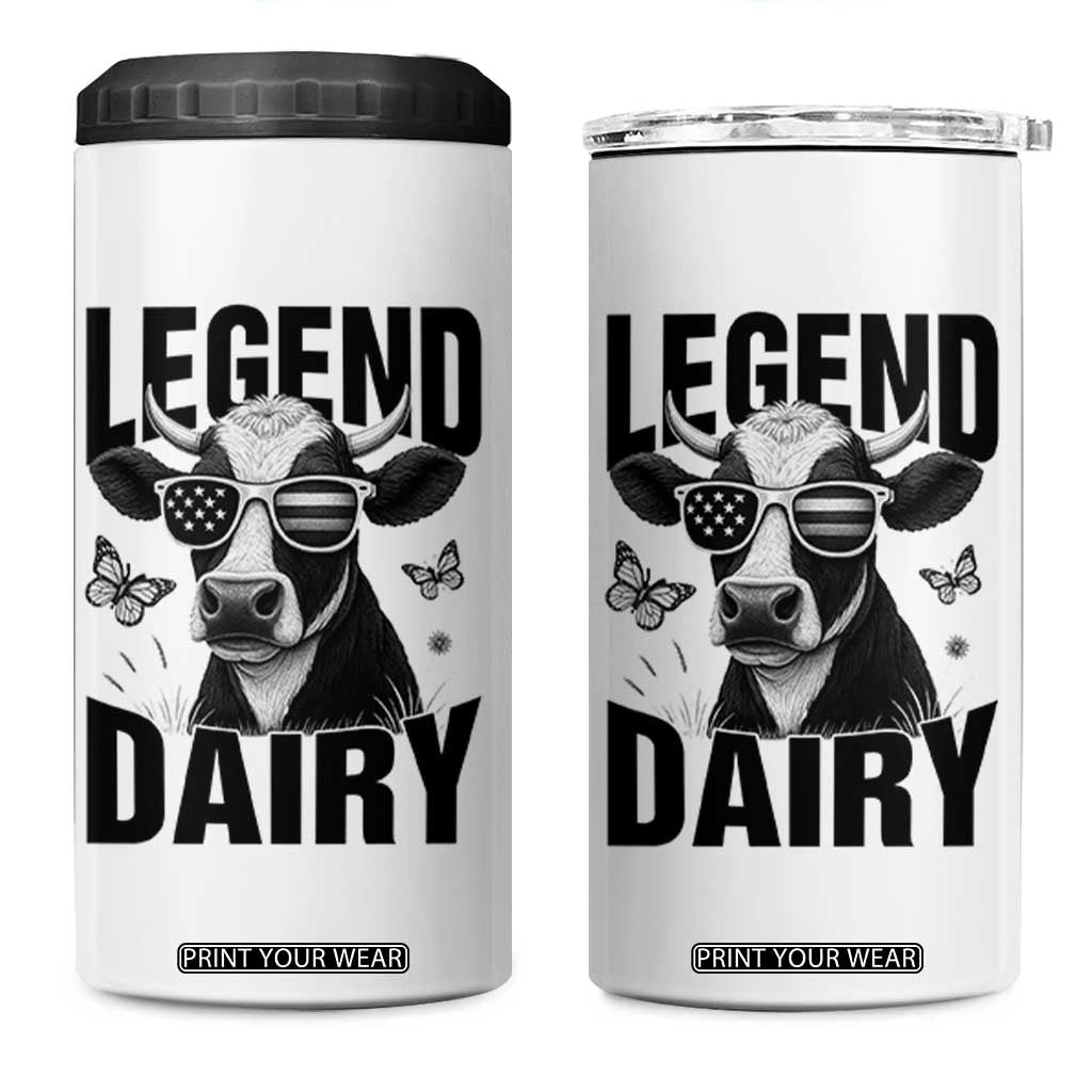 Legend Dairy 4 in 1 Can Cooler Tumbler Funny Farmer Milk Joke Cow TS12 One Size: 16 oz White Print Your Wear