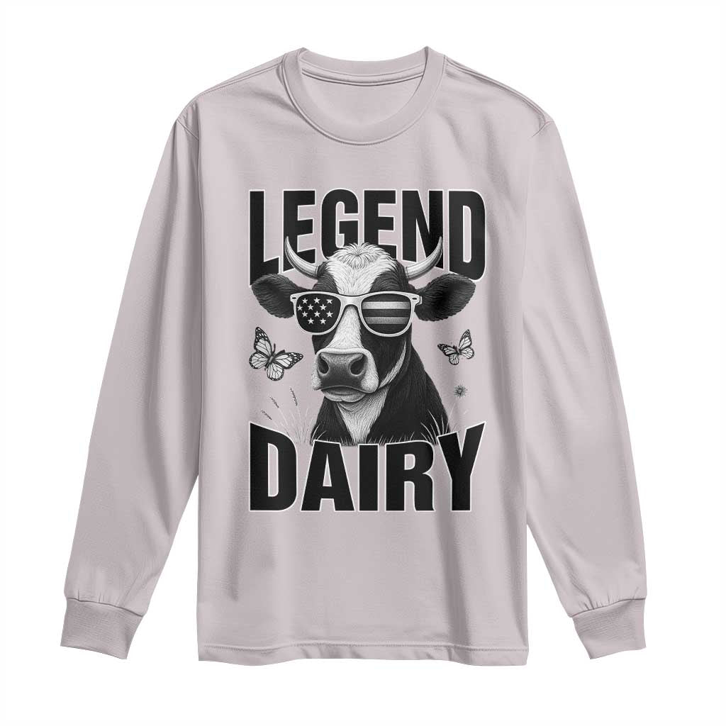 Legend Dairy Long Sleeve Shirt Funny Farmer Milk Joke Cow TS12 Ice Gray Print Your Wear