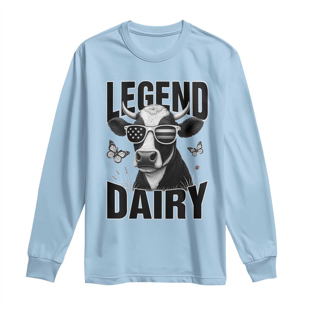 Legend Dairy Long Sleeve Shirt Funny Farmer Milk Joke Cow TS12 Light Blue Print Your Wear