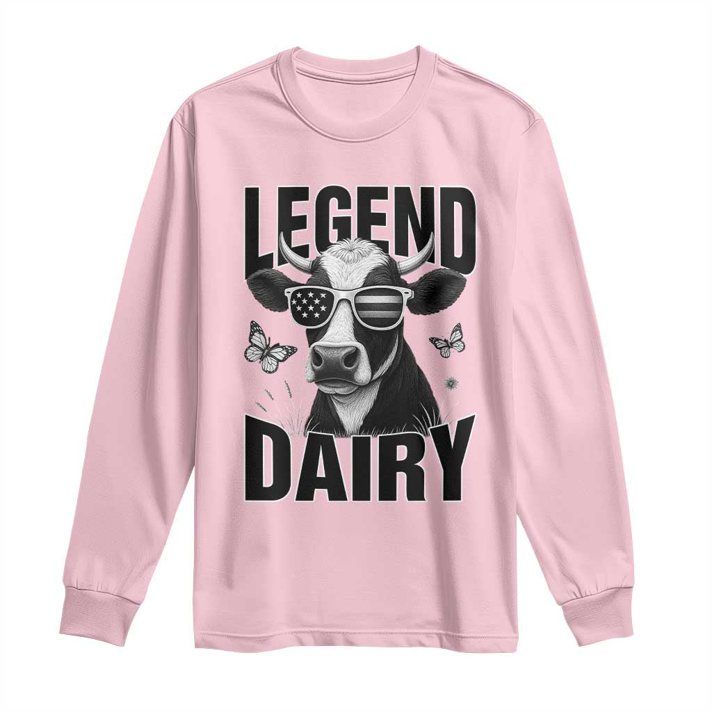 Legend Dairy Long Sleeve Shirt Funny Farmer Milk Joke Cow TS12 Light Pink Print Your Wear