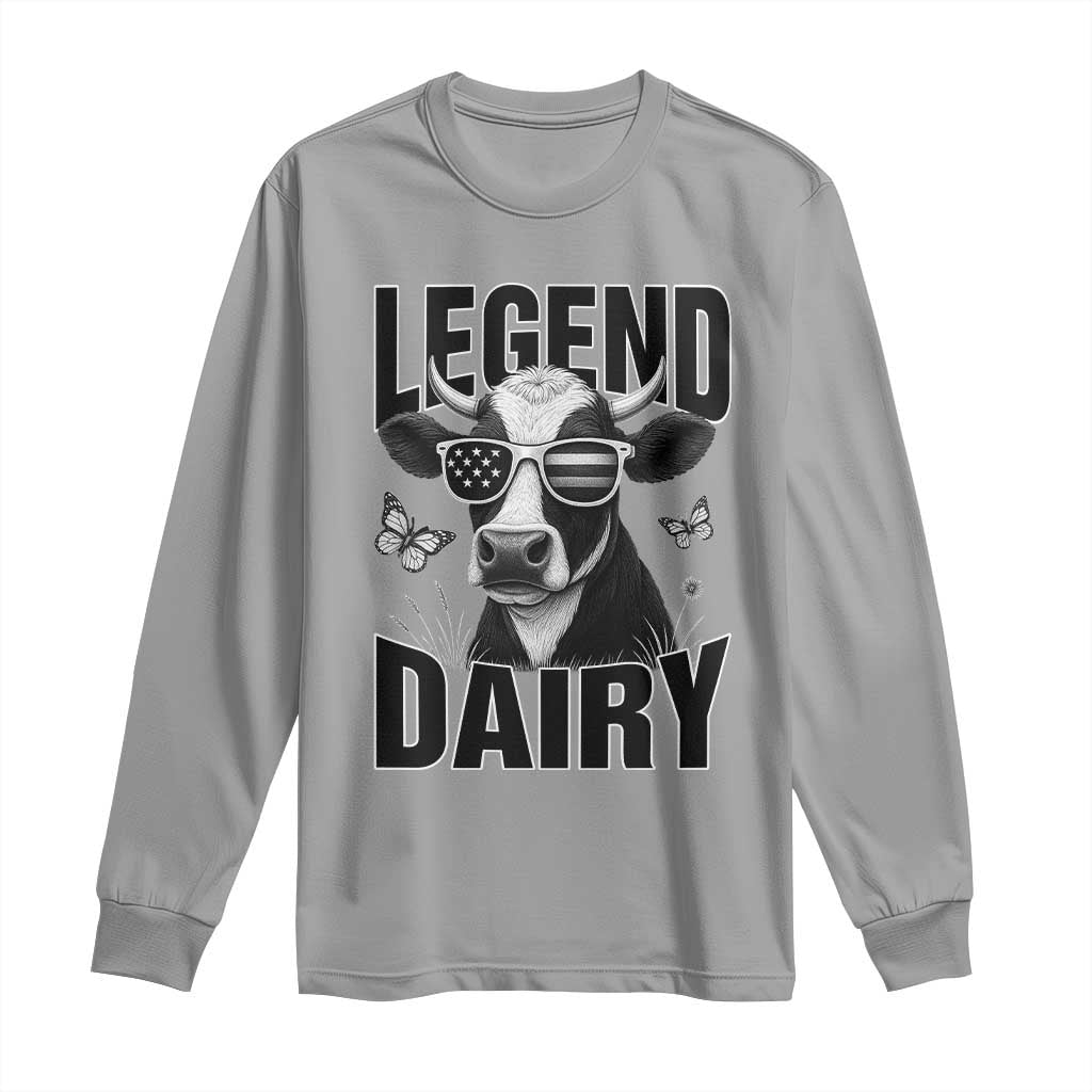 Legend Dairy Long Sleeve Shirt Funny Farmer Milk Joke Cow TS12 Sport Gray Print Your Wear