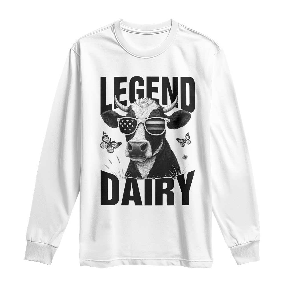 Legend Dairy Long Sleeve Shirt Funny Farmer Milk Joke Cow TS12 White Print Your Wear