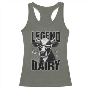 Legend Dairy Racerback Tank Top Funny Farmer Milk Joke Cow TS12 Military Green Print Your Wear