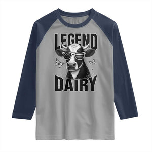 Legend Dairy Raglan Shirt Funny Farmer Milk Joke Cow TS12 Sport Gray Navy Print Your Wear