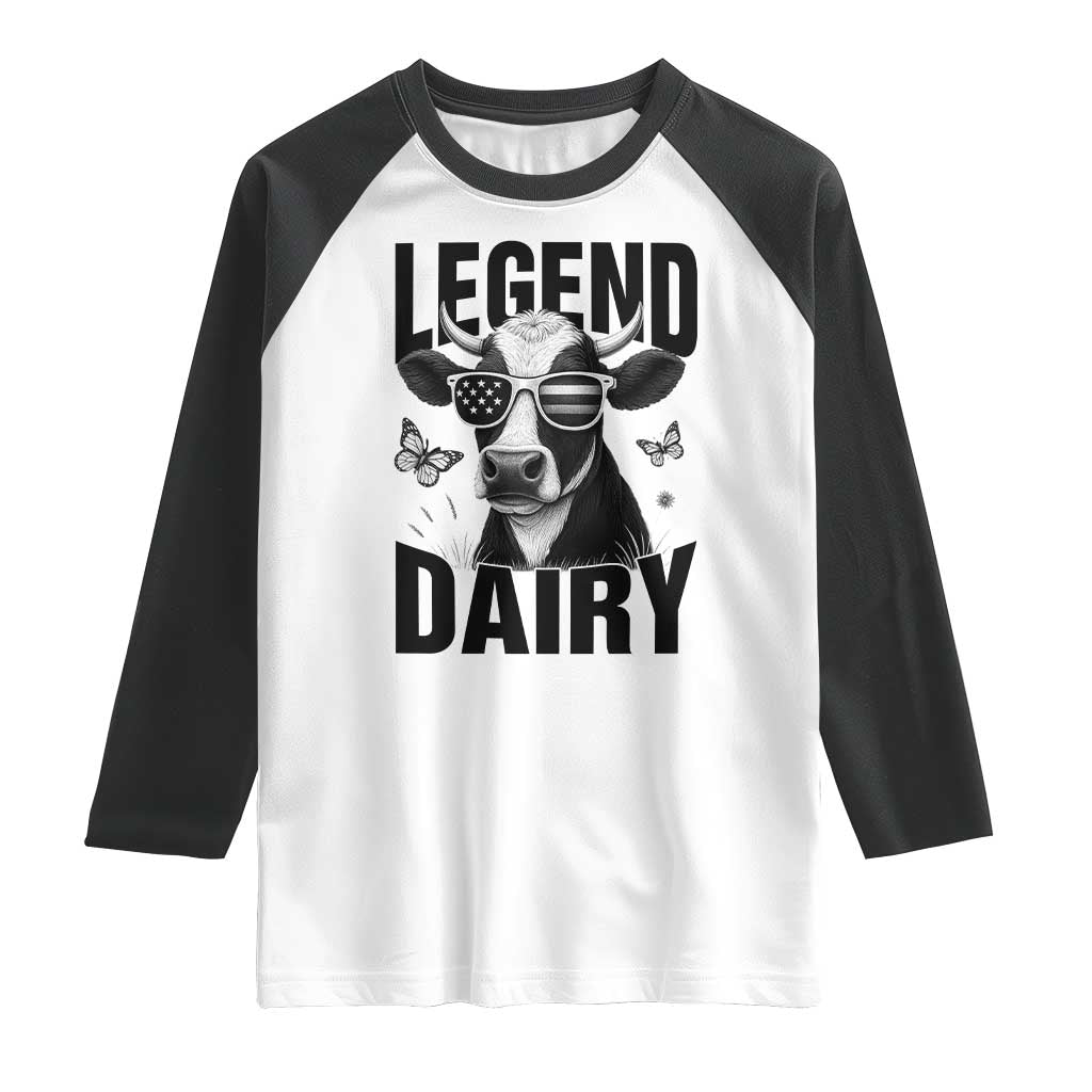 Legend Dairy Raglan Shirt Funny Farmer Milk Joke Cow TS12 White Black Print Your Wear