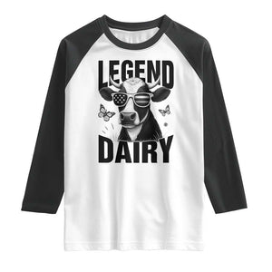 Legend Dairy Raglan Shirt Funny Farmer Milk Joke Cow TS12 White Black Print Your Wear