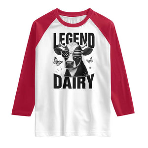 Legend Dairy Raglan Shirt Funny Farmer Milk Joke Cow TS12 White Red Print Your Wear