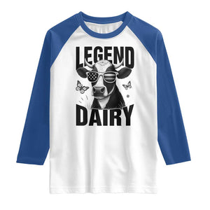 Legend Dairy Raglan Shirt Funny Farmer Milk Joke Cow TS12 White Royal Print Your Wear