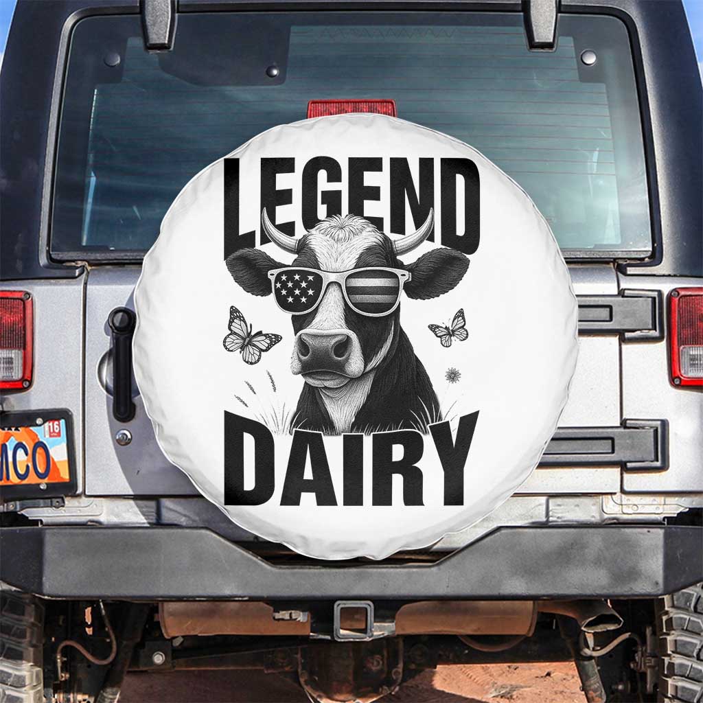 Legend Dairy Spare Tire Cover Funny Farmer Milk Joke Cow TS12 No hole White Print Your Wear