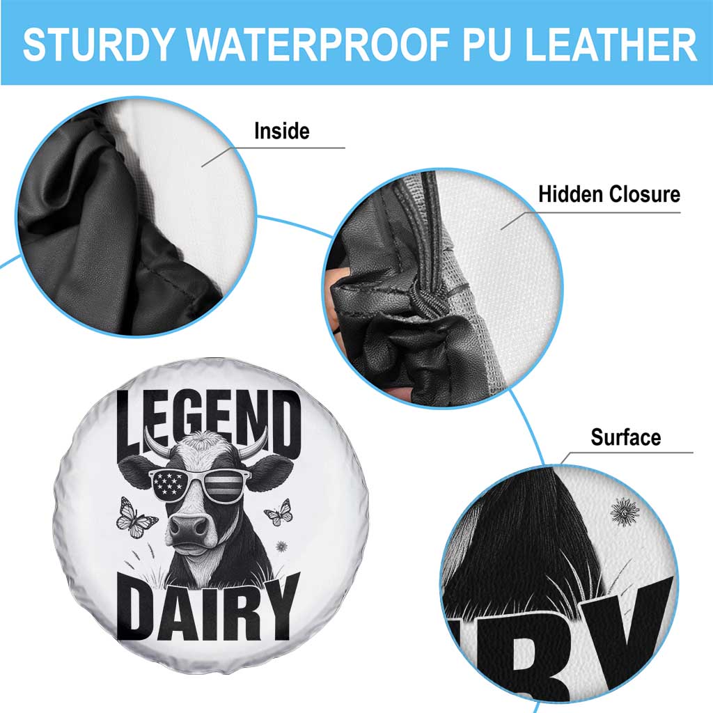 Legend Dairy Spare Tire Cover Funny Farmer Milk Joke Cow TS12 Print Your Wear