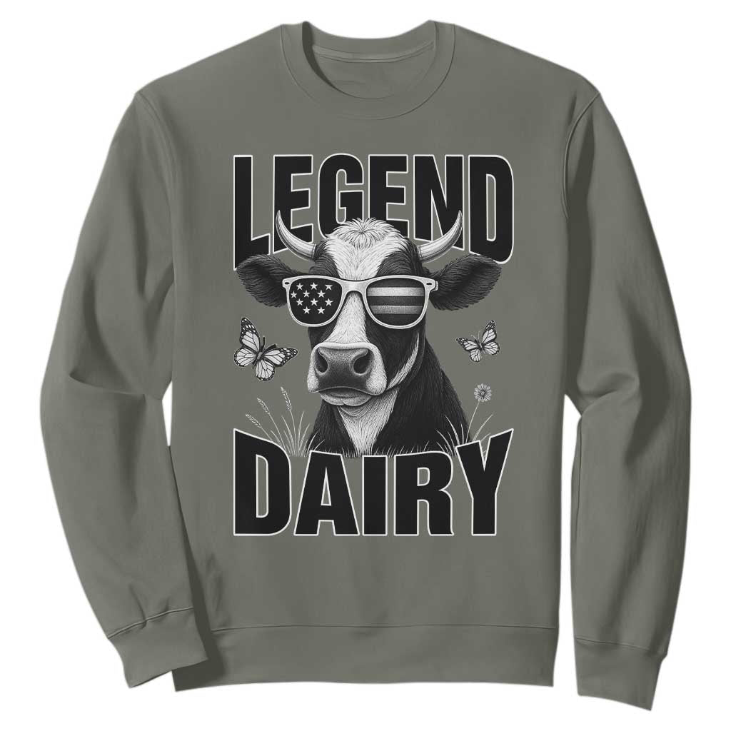 Legend Dairy Sweatshirt Funny Farmer Milk Joke Cow TS12 Military Green Print Your Wear