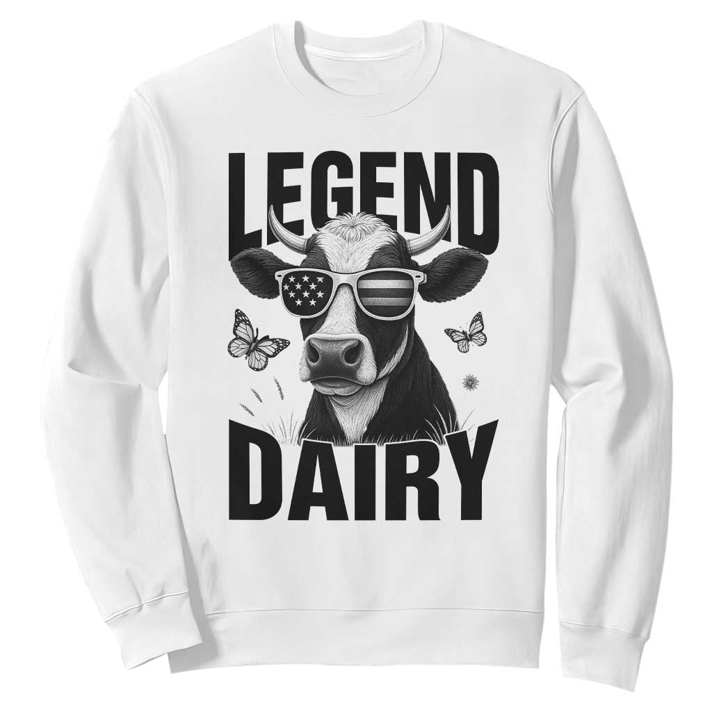 Legend Dairy Sweatshirt Funny Farmer Milk Joke Cow TS12 White Print Your Wear