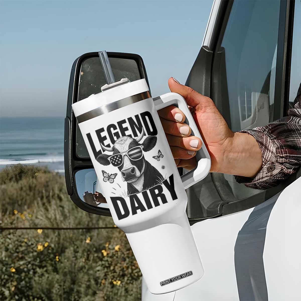 Legend Dairy Tumbler With Handle Funny Farmer Milk Joke Cow TS12 Print Your Wear