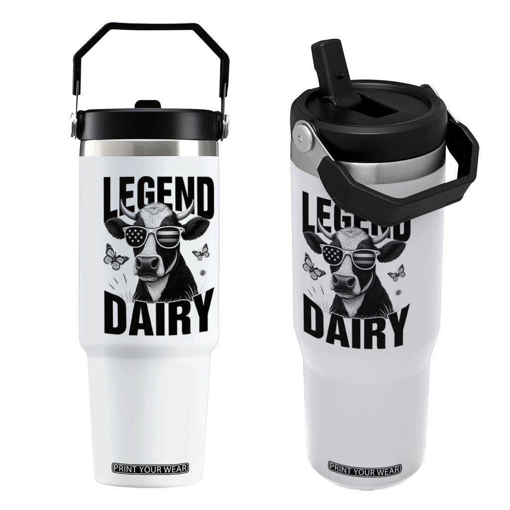 Legend Dairy Flip Straw Tumbler Funny Farmer Milk Joke Cow TS12 One Size: 30 oz White Print Your Wear