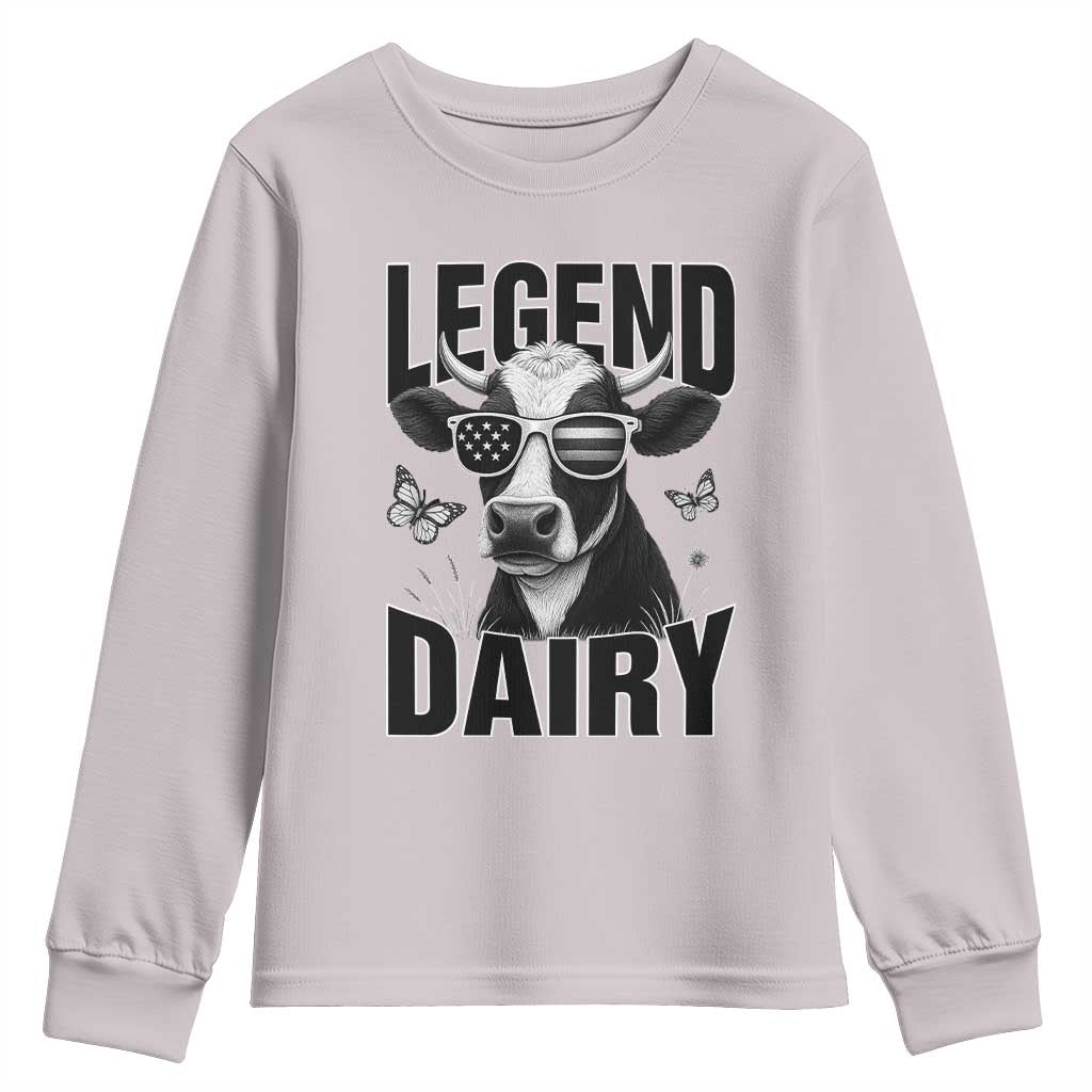 Legend Dairy Youth Sweatshirt Funny Farmer Milk Joke Cow TS12 Ice Gray Print Your Wear