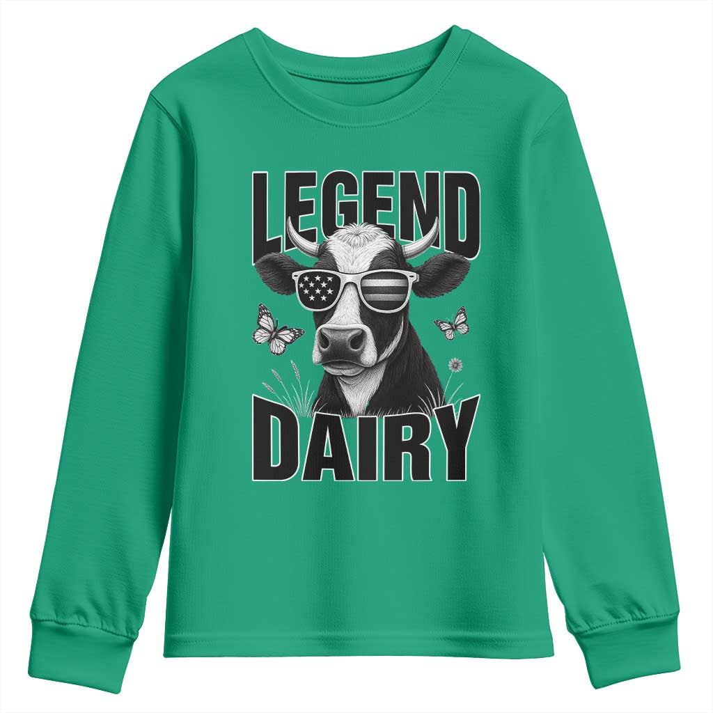 Legend Dairy Youth Sweatshirt Funny Farmer Milk Joke Cow TS12 Irish Green Print Your Wear