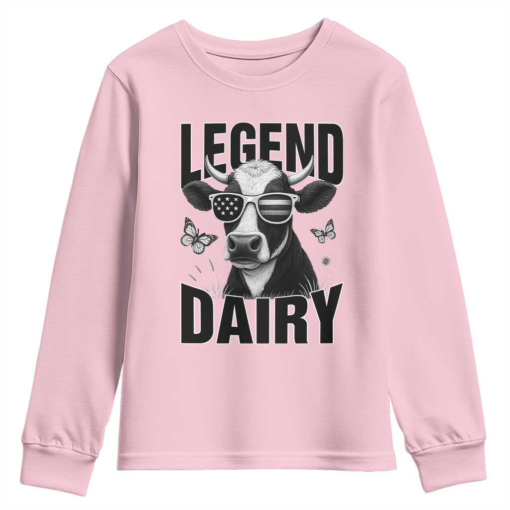 Legend Dairy Youth Sweatshirt Funny Farmer Milk Joke Cow TS12 Light Pink Print Your Wear