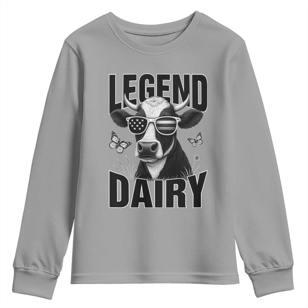 Legend Dairy Youth Sweatshirt Funny Farmer Milk Joke Cow TS12 Sport Gray Print Your Wear
