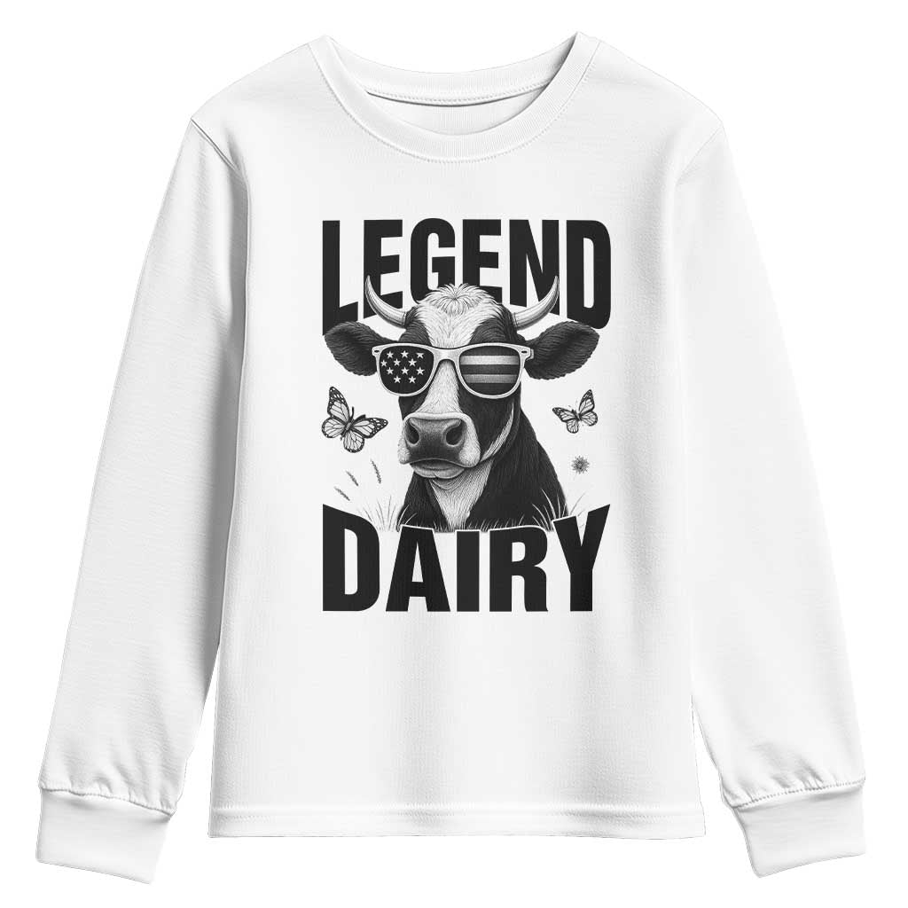Legend Dairy Youth Sweatshirt Funny Farmer Milk Joke Cow TS12 White Print Your Wear