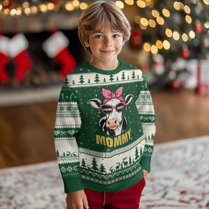 Legend Dairy Mommy Ugly Christmas Sweater Funny Farmer Milk Joke Cow Mothers Day TS12 Forest Green Beige Print Your Wear