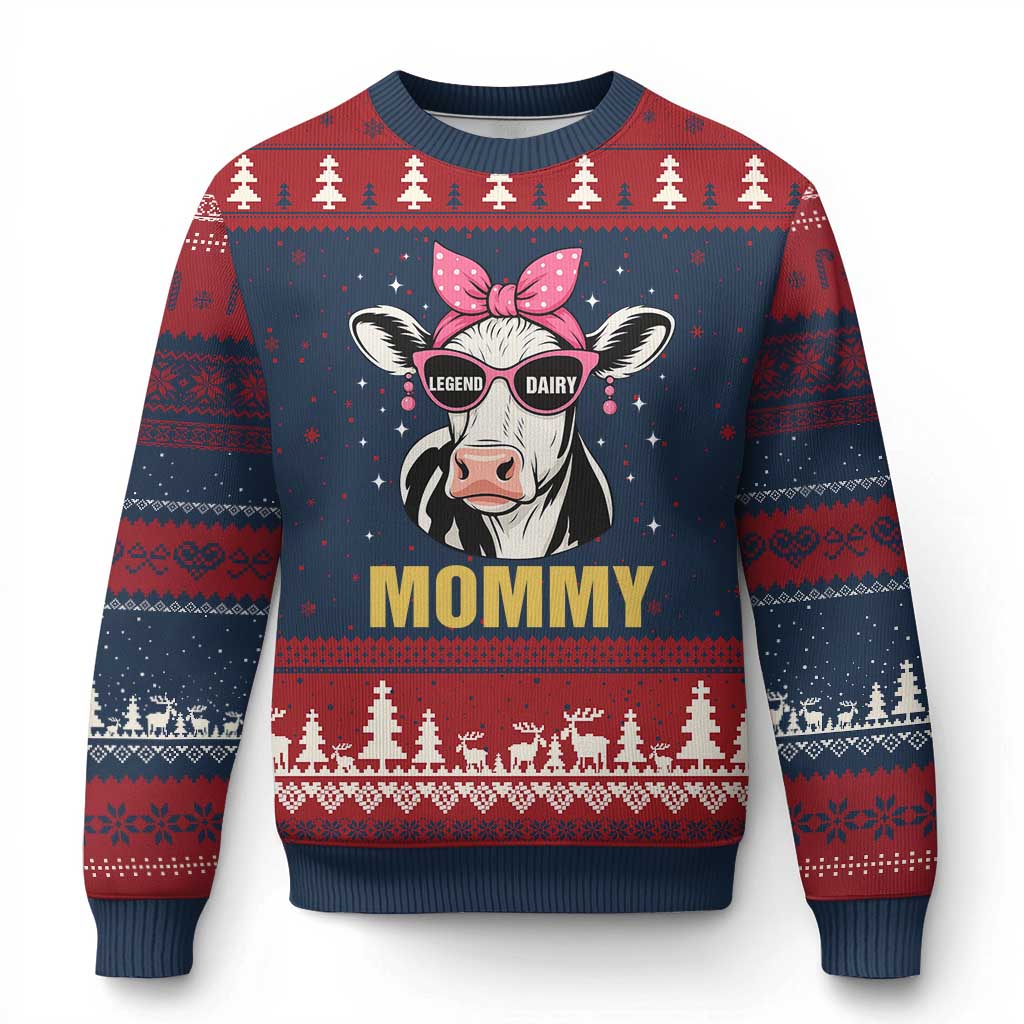 Legend Dairy Mommy Ugly Christmas Sweater Funny Farmer Milk Joke Cow Mothers Day TS12 Navy Red Print Your Wear