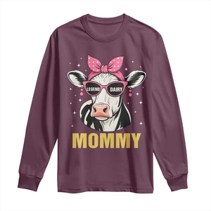 Legend Dairy Mommy Long Sleeve Shirt Funny Farmer Milk Joke Cow Mothers Day TS12 Maroon Print Your Wear