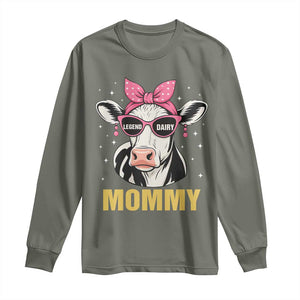 Legend Dairy Mommy Long Sleeve Shirt Funny Farmer Milk Joke Cow Mothers Day TS12 Military Green Print Your Wear