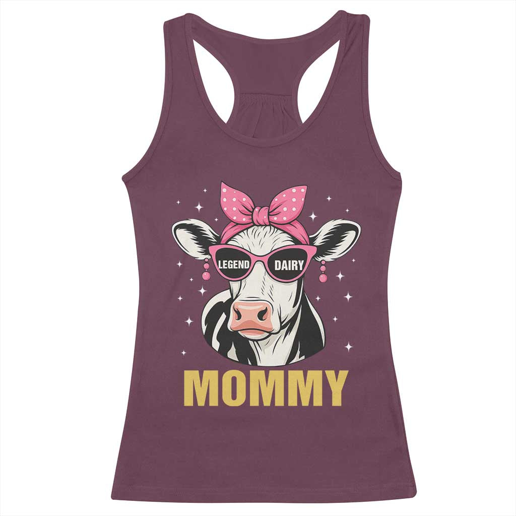 Legend Dairy Mommy Racerback Tank Top Funny Farmer Milk Joke Cow Mothers Day TS12 Maroon Print Your Wear
