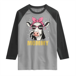 Legend Dairy Mommy Raglan Shirt Funny Farmer Milk Joke Cow Mothers Day TS12 Sport Gray Black Print Your Wear