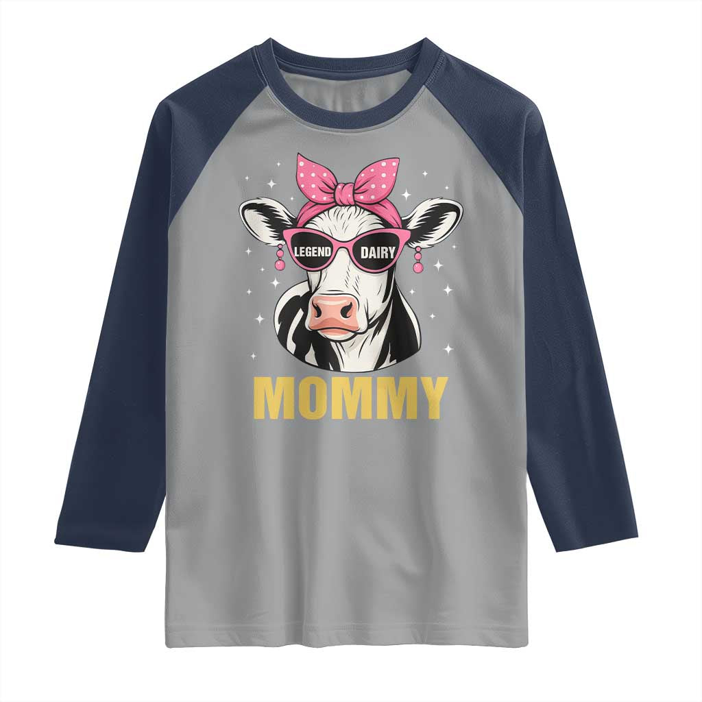 Legend Dairy Mommy Raglan Shirt Funny Farmer Milk Joke Cow Mothers Day TS12 Sport Gray Navy Print Your Wear