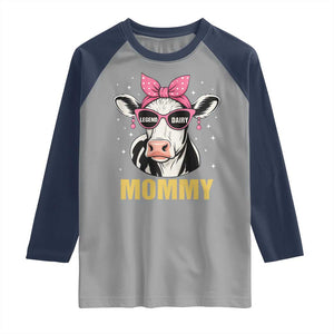 Legend Dairy Mommy Raglan Shirt Funny Farmer Milk Joke Cow Mothers Day TS12 Sport Gray Navy Print Your Wear