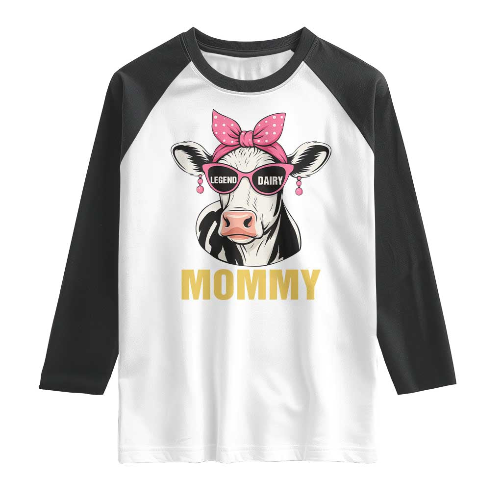 Legend Dairy Mommy Raglan Shirt Funny Farmer Milk Joke Cow Mothers Day TS12 White Black Print Your Wear