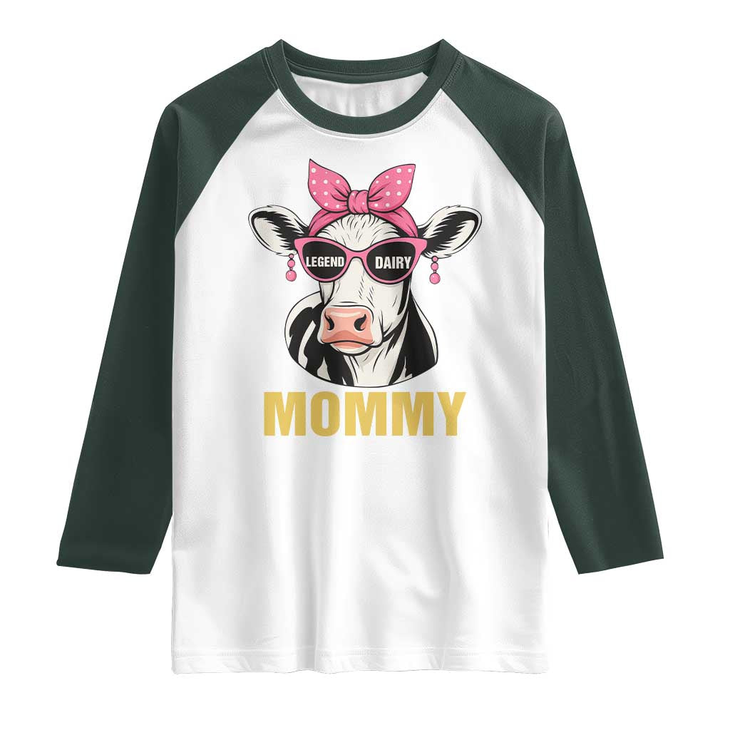 Legend Dairy Mommy Raglan Shirt Funny Farmer Milk Joke Cow Mothers Day TS12 White Dark Forest Green Print Your Wear
