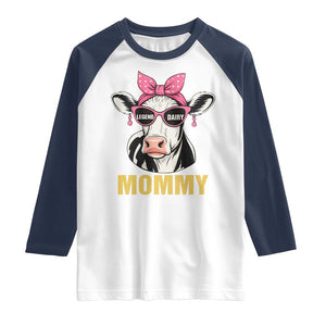 Legend Dairy Mommy Raglan Shirt Funny Farmer Milk Joke Cow Mothers Day TS12 White Navy Print Your Wear