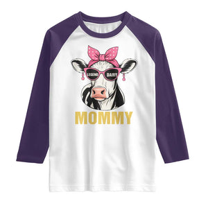 Legend Dairy Mommy Raglan Shirt Funny Farmer Milk Joke Cow Mothers Day TS12 White Purple Print Your Wear